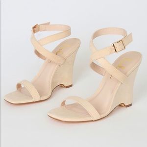 Nude Suede wedges size 9